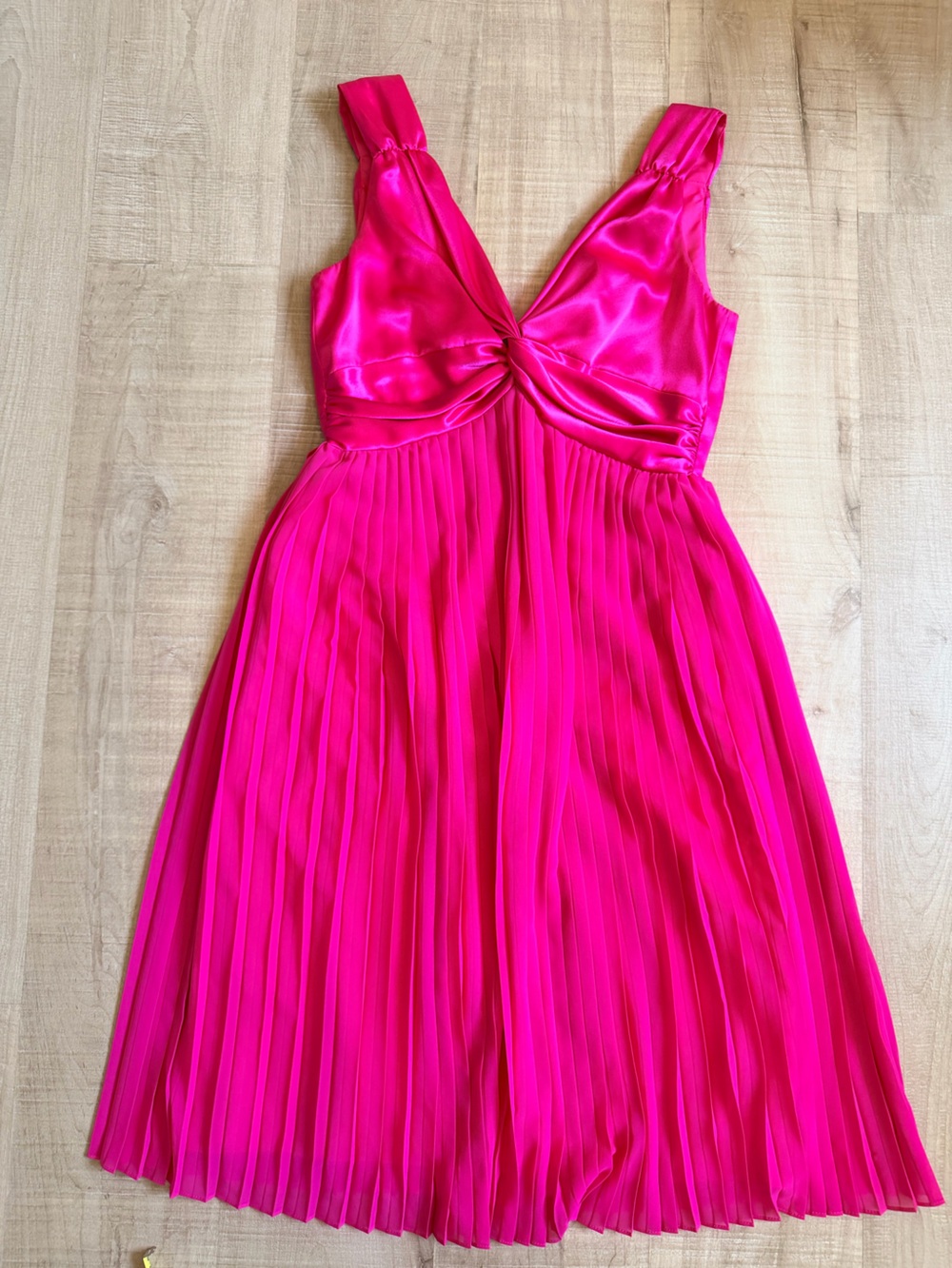 Vintage Joseph Ribkoff Hot Pink Pleated Cocktail Dress